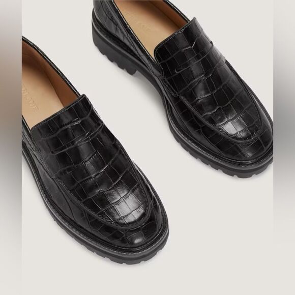 NEW EVERLANE The Lug Loafer in Black Crocodile - Picture 5 of 7